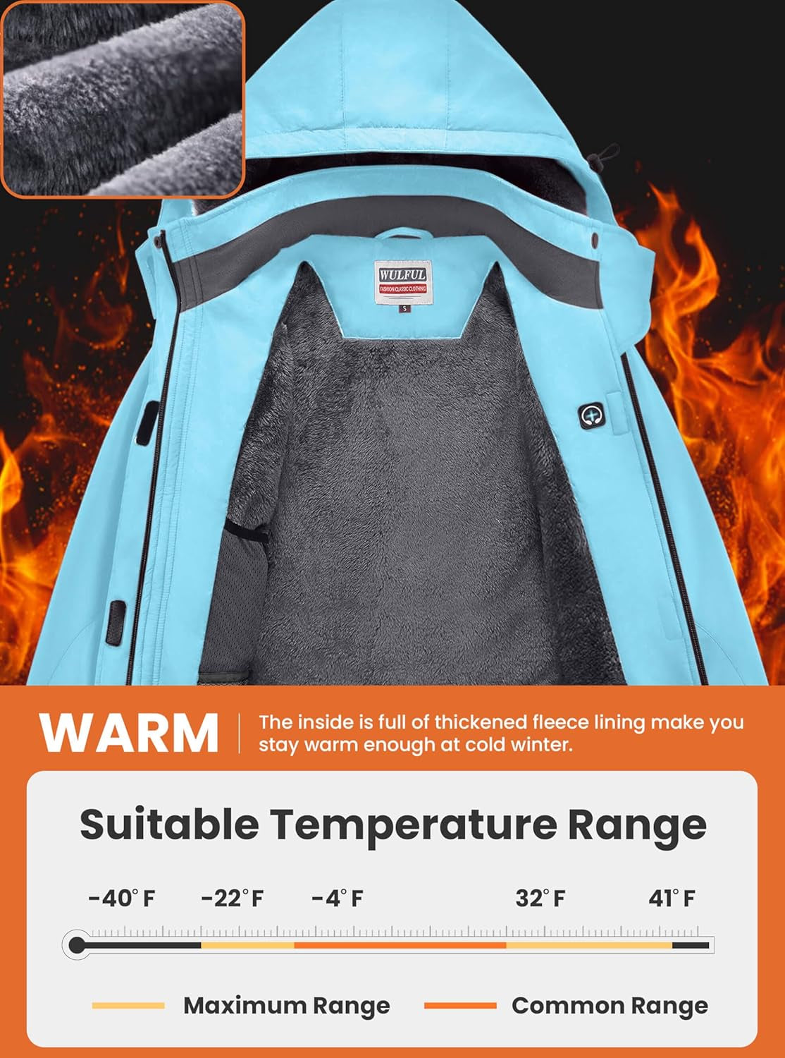 Women'S Waterproof Ski Jacket Warm Winter Coats Windproof Winter Jackets for Women Fleece Lined Windbreaker with Hood