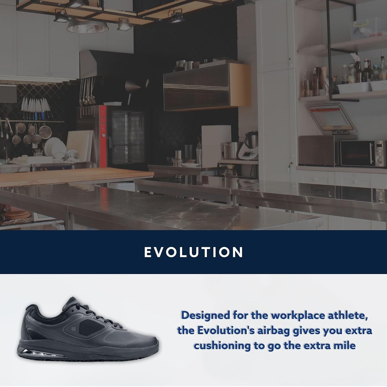 Evolution II Men'S Work Sneaker, Non-Slip, Comfortable | Water-Resistant with Extra Cushion & ASTM Certification, for Nurses, Restaurant & Hospitality Staff, Slip-Resistant Safety