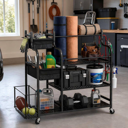 220 Lbs. Yoga Mat Storage Racks Gym Sports Equipment Storage Organizer with Black Finish