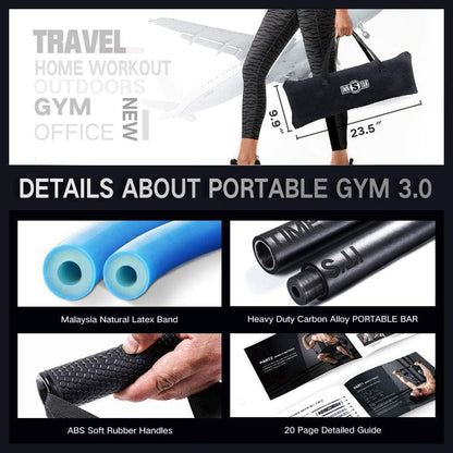 Portable Home Gym Set with Workout Bar, Bench Press Set, Squat Resistance Band, Door Anchor and More-Full Body Workout Equipment to Build Muscle and Shape Body