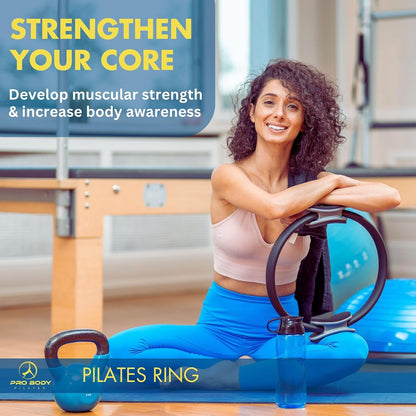 Circle - 14 Inch Magic Circle Pilates Ring | 30 Lb Resistance, Dual Foam Grips, Inner Thigh Exerciser, Pilates at Home Equipment, Carry Pouch, Pilates Essentials
