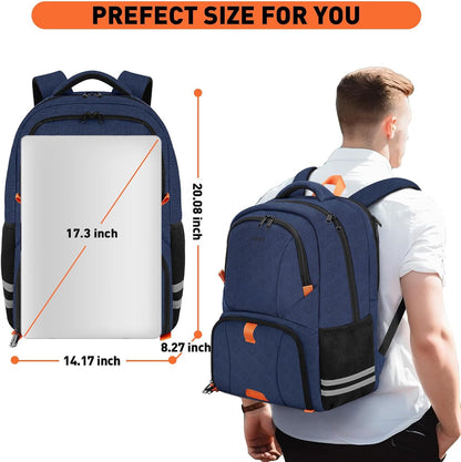 Gym Backpack for Men Women, Travel Backpack Fit 17.3 Inch Laptop | Lightweight Water Resistant Workout Bag with Shoe Compartment for Sports Camping Hiking Dark Blue