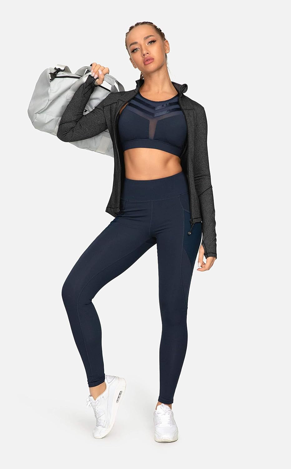 Womens Running Jackets with Zipper Pockets | Full Zip Up, Slim Fit, Thumb Holes, Long Sleeve, for Women Workout,Yoga, Athletic