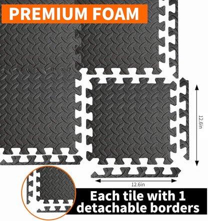 Gym Flooring for Home Gym, 18 PCS Anti-Slip Interlocking Foam Floor Tiles, 12.6"X12.6"X0.4" EVA Exercise Mats, Puzzle Floor Mat for Workout, Yoga, Kids Play Area, Treadmill, Garage
