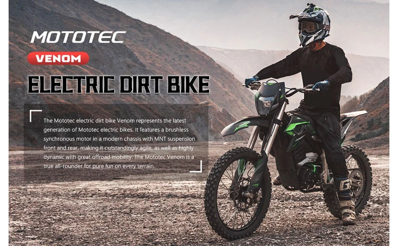 Mototec Venom 72V 12000W Electric Dirt Bike Black
