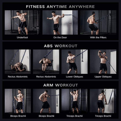 Portable Home Gym Set with Workout Bar, Bench Press Set, Squat Resistance Band, Door Anchor and More-Full Body Workout Equipment to Build Muscle and Shape Body