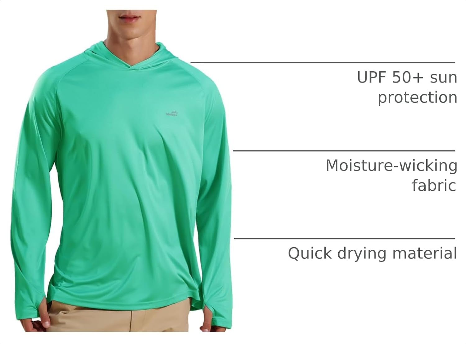 Men'S UPF 50+ Long Sleeve Sun Shirts UV Protection Hoodie Rash Guard Hiking Fishing Swim T Shirt