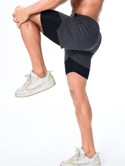 Men'S 2 in 1 Running Workout Shorts Athletic Gym 7" Shorts for Men | Lightweight, Quick Dry, Running, Workout, Gym, Training Shorts, Elastic Waist, Compression Liner Shorts with Phone Pocket