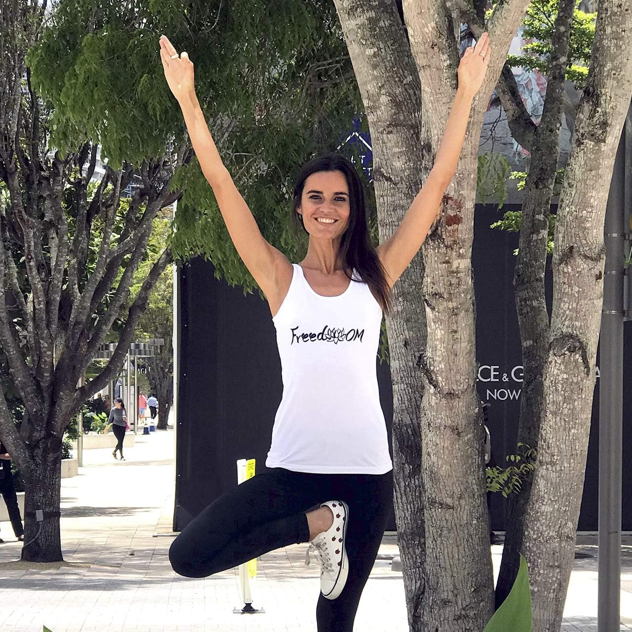 Yoga Tank Top Women Organic Cotton Sleeveless Workout Shirt with Yoga Prints for Gym, Pilates, Sculpt & Casual Wear