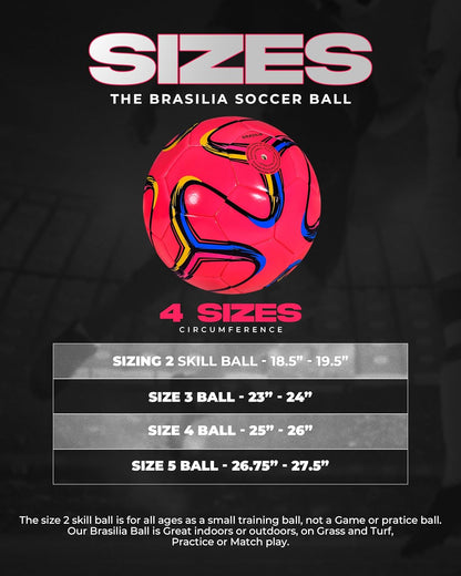 Brasilia Soccer Ball Size 5, 4, 3 & 2 | Durable TPU Casing with Hybrid SR Bladder for Reliable Bounce, Ideal for Training and Recreational Play