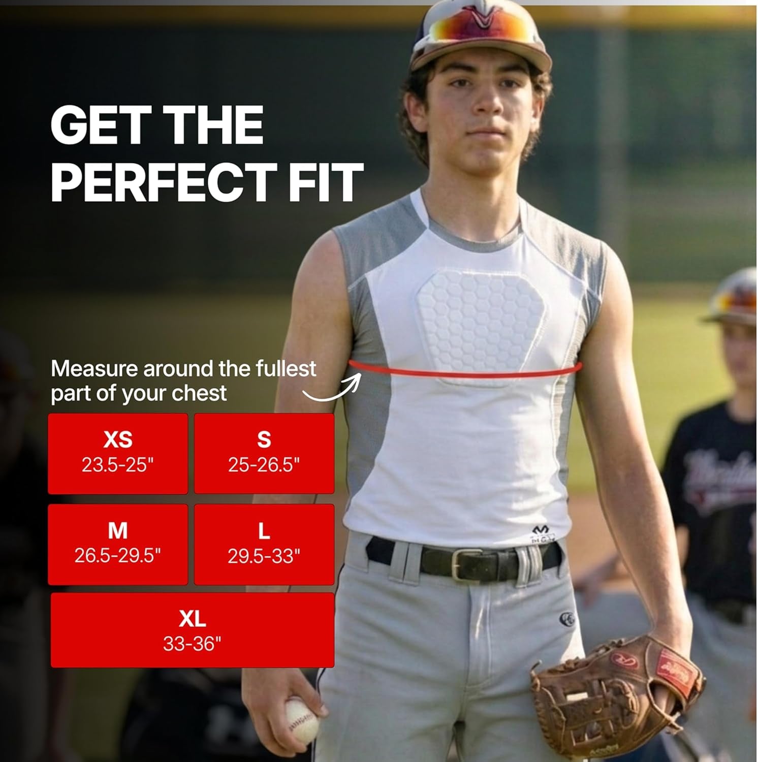 HEX Chest Protector Shirt Heart Guard Sternum Compression Padded Shirt for Football, Lacrosse, Softball Rugby - Youth