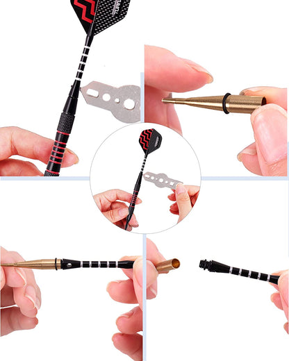 Darts Plastic Tip 9 Pcs 18 Grams Professional Soft Tip | Darts Set for Electronic Dartboard with 50 Extra Tips 9 Shafts 27 Flights Tool Kit Flight Protectors and Gift Darts Case