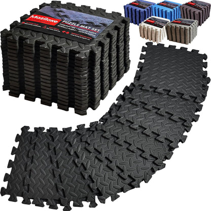 Gym Flooring for Home Gym, 18 PCS Anti-Slip Interlocking Foam Floor Tiles, 12.6"X12.6"X0.4" EVA Exercise Mats, Puzzle Floor Mat for Workout, Yoga, Kids Play Area, Treadmill, Garage