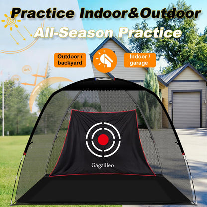 Golf Hitting Net for Backyard Driving 12X7Ft with Quiet Target | Portable Velvet Impact Equipment Broad Catching Area Suited to Chipping and Garage Swing Sessions Black