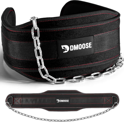 Dip Belt for Weight Lifting, Pullup, Squats & Dips - 36" Robust Steel Chain, Comfortable Neoprene Padding Supports 350Lbs - Gym Weight Belt for Strength Training Workout & Weightlifting