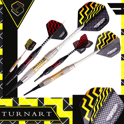 Darts Plastic Tip 9 Pcs 18 Grams Professional Soft Tip | Darts Set for Electronic Dartboard with 50 Extra Tips 9 Shafts 27 Flights Tool Kit Flight Protectors and Gift Darts Case