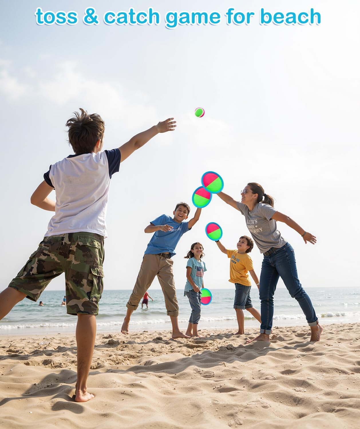 Toss and Catch Ball Game, Outdoor Toys for Beach Pool Yard Camping | 2 Paddles 2 Sticky Balls & Carry Bag, Backyard Games for Kids Ages 3-12 & Family, Ideal Birthday & Holiday for Boys Girls