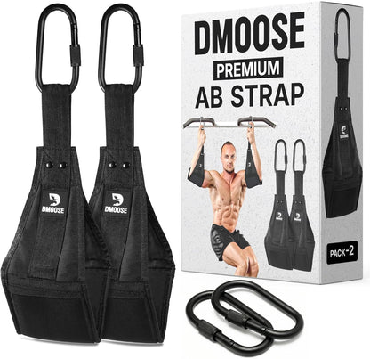 Hanging Ab Straps for Pull up Bar & Core Strength Training - Soft Padded Exercise Straps for Ab Swing & Leg Raises, Hang Bar Strap with 2 Steel Carabiners - Abs Equipment for Home & Gym