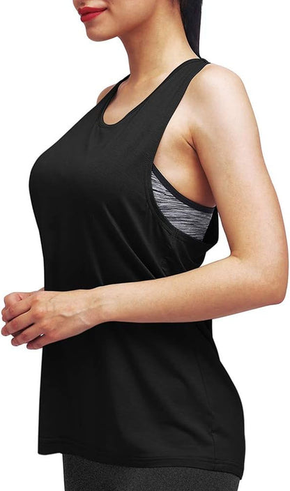 Workout Tops for Women Yoga Shirts Athletic Tank Gym Clothes | Racerback, Loose Fit, Sleeveless, Long Tank, Exercise Running Shirts, Tennis Top, and Casual Wear