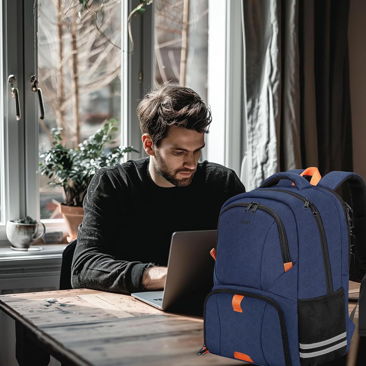 Gym Backpack for Men Women, Travel Backpack Fit 17.3 Inch Laptop | Lightweight Water Resistant Workout Bag with Shoe Compartment for Sports Camping Hiking Dark Blue