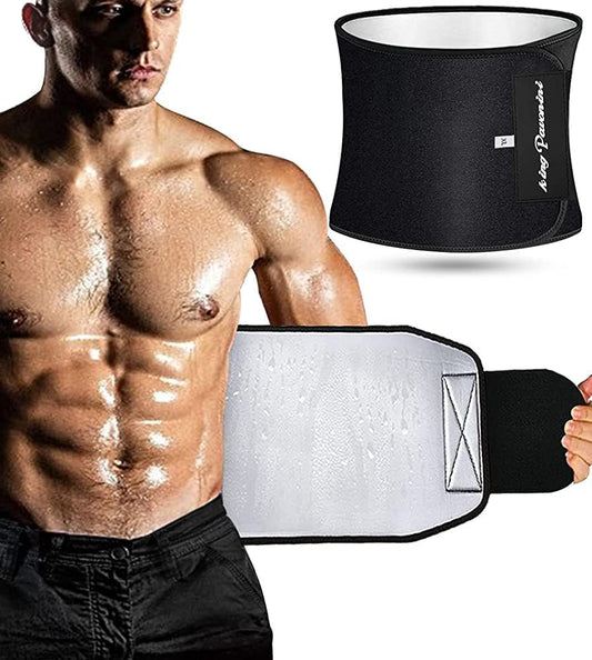 Waist Trainer for Men Women Belly Fat, Sweat Belt Band | Sweat-Enhancing Waist Trimmer, Stomach Wrap, Slimming Body Shaper, Adjustable Fit, for Gym High-Intensity Training & Workouts