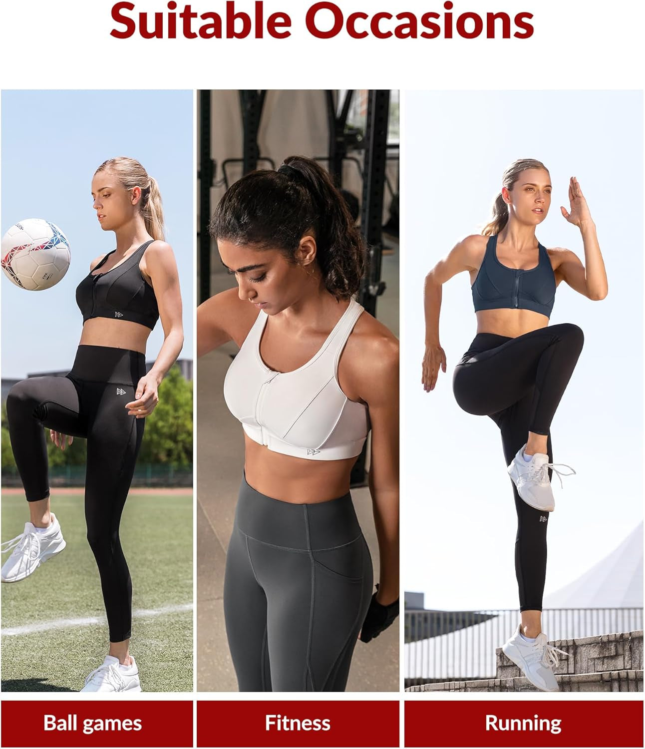 Zip Front High Impact Sports Bra for Large Bust | Secure Locking Zipper,Fixed Non-Slip Pads,Breathable,Wireless Comfort,Running Bra plus Size Friendly,Gym Workout,Fitness