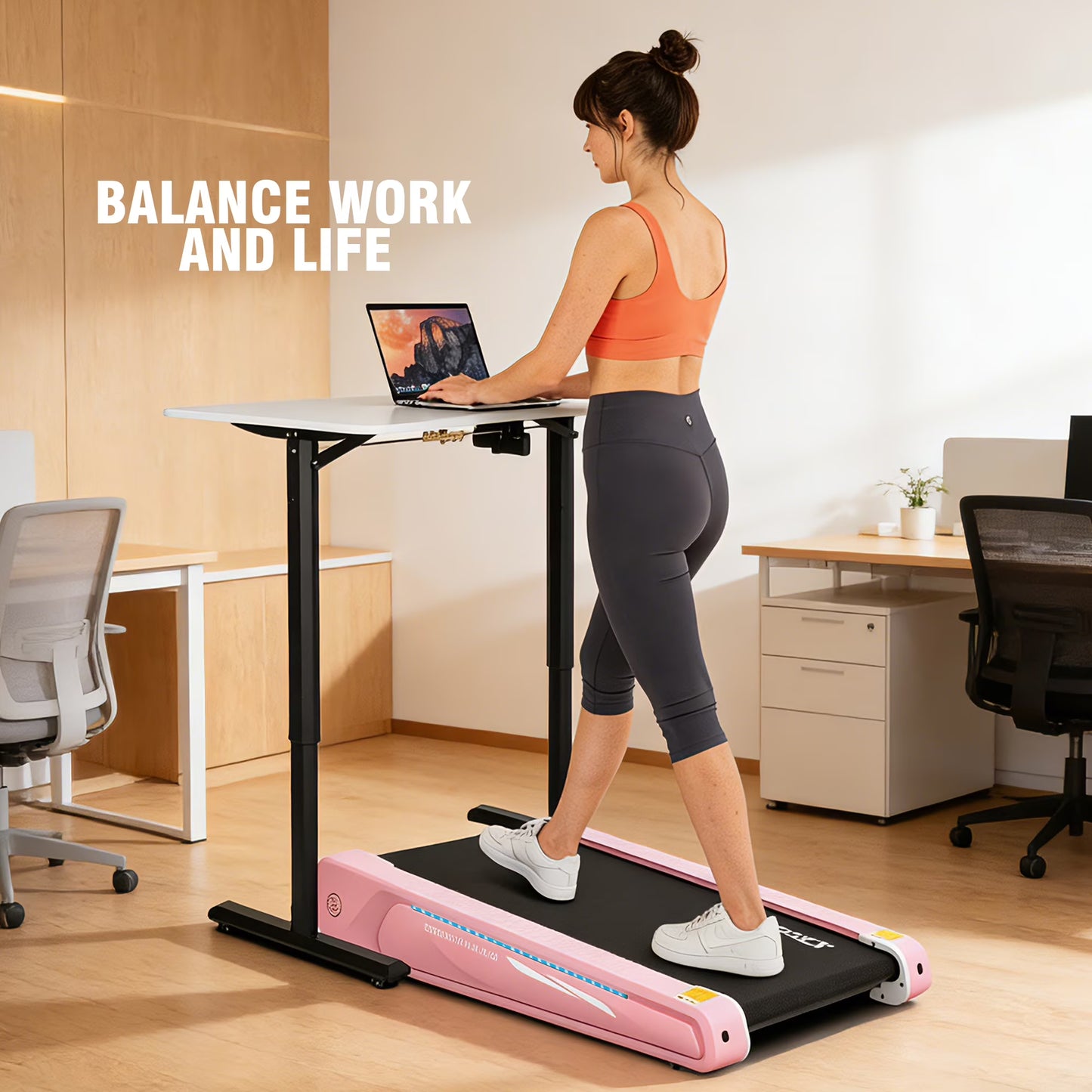 Walking Pad 2.5HP Brushless Motor 300Lbs Weight Capacity,Portable under Desk Treadmill with App Remote Control,Low-Noise Desk Treadmill in LED Display,Installation-Free