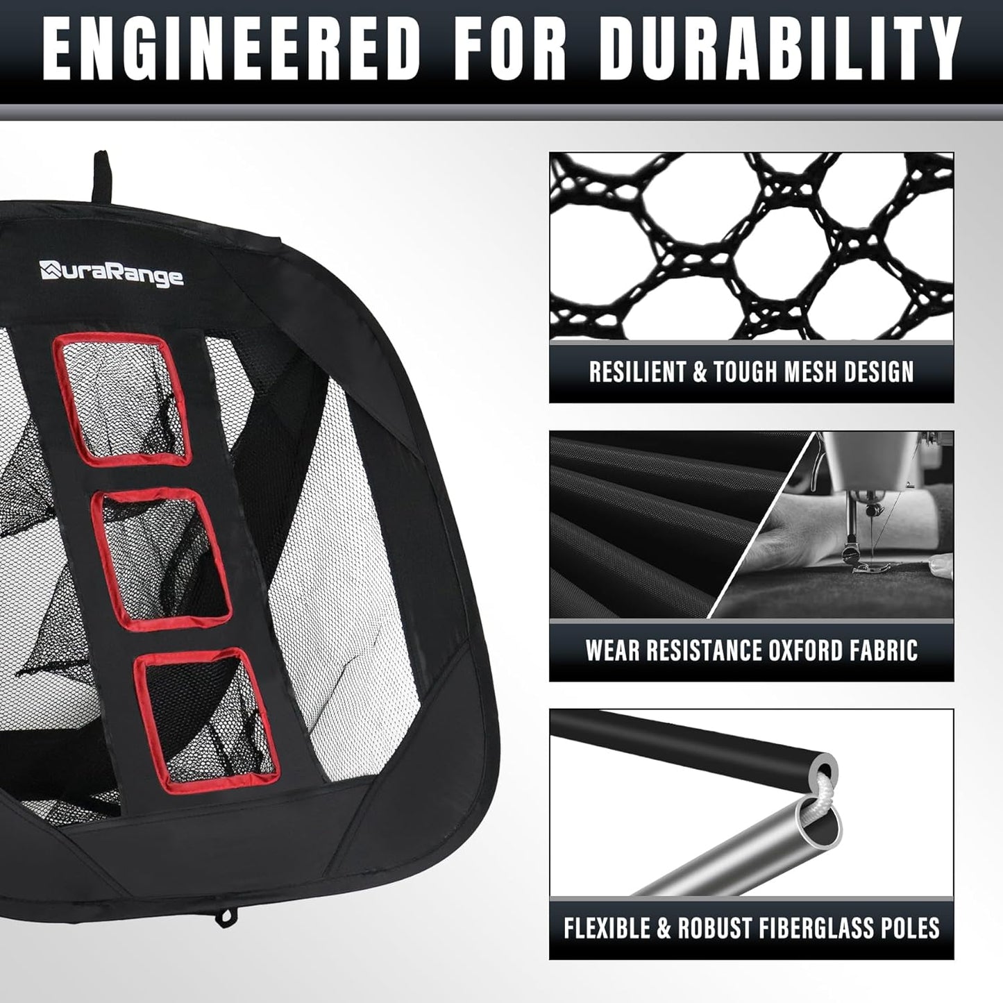Pop-Up Golf Chipping Net for Short Game Practice | Foldable Triple-Target Design, Chipping Drills, Pitching Practice, Indoor Training, Backyard Practice, Quick Setup