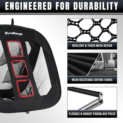 Pop-Up Golf Chipping Net for Short Game Practice | Foldable Triple-Target Design, Chipping Drills, Pitching Practice, Indoor Training, Backyard Practice, Quick Setup