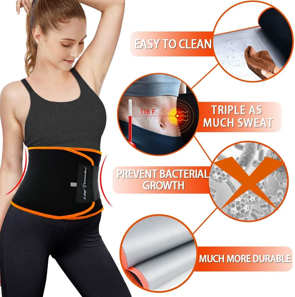 Waist Trainer for Men Women Belly Fat, Sweat Belt Band | Sweat-Enhancing Waist Trimmer, Stomach Wrap, Slimming Body Shaper, Adjustable Fit, for Gym High-Intensity Training & Workouts