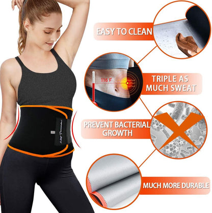 Waist Trainer for Men Women Belly Fat, Sweat Belt Band | Sweat-Enhancing Waist Trimmer, Stomach Wrap, Slimming Body Shaper, Adjustable Fit, for Gym High-Intensity Training & Workouts