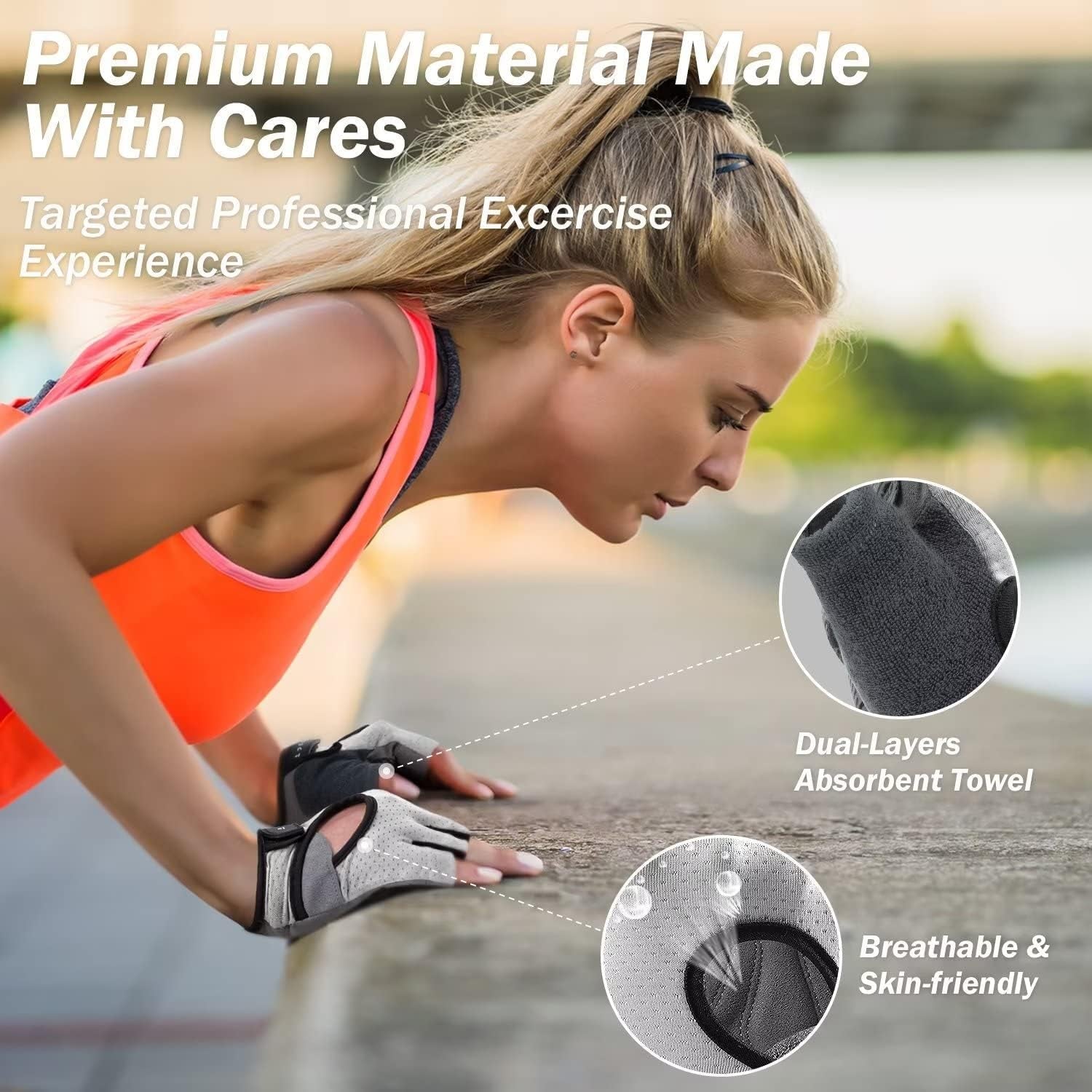Freedom Workout Gloves, Knuckle Weight Lifting Shorty Fingerless Gloves with Curved Open Back, for Powerlifting, Gym, Women and Men